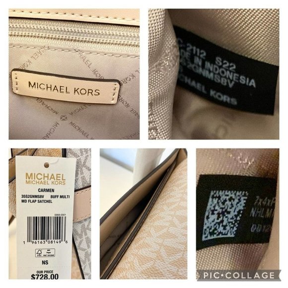 Michael Kors Purse Carmen Medium Flap Satchel shoulder bag buff multi - Picture 10 of 11